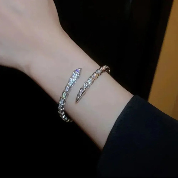 Serpenti Snake Crystal Silver Cuff Bracelet - Picture 5 of 16